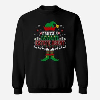 Elf Xmas Santa's Favorite Estate Agent Ugly Sweater Funny Sweatshirt Sweatshirt | Crazezy DE