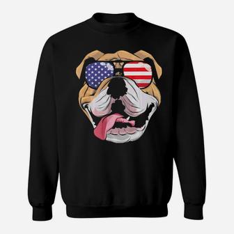 English Bulldog 4Th Of July American Sunglasses Sweatshirt - Monsterry