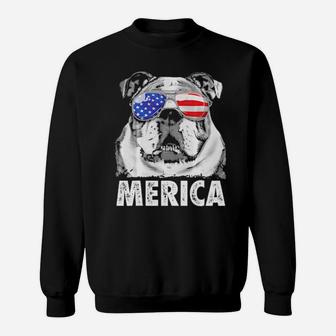 English Bulldog 4Th Of July Merica Men Women Usa Flag Sweatshirt - Monsterry