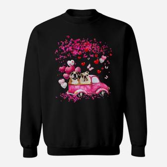 English Bulldog Couple Valentine Fall Sweatshirt - Monsterry