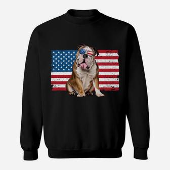 English Bulldog Dad Usa American Flag Dog Lover Owner Funny Sweatshirt | Crazezy