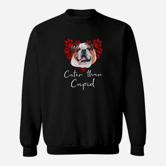 English Bulldog Dog Cuter Than Cupid Valentines Day Sweatshirt - Monsterry CA