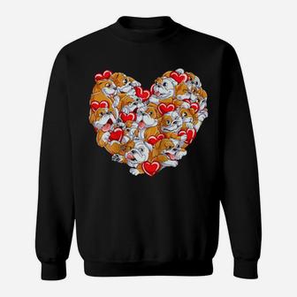 English Bulldog Heart Valentines Day Gifts Men Dog Lover Raglan Baseball Sweatshirt - Monsterry