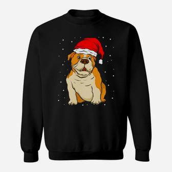 English Bulldog Santa Hat Xmas Dog Sweatshirt - Monsterry