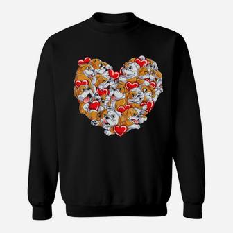 English Bulldog Valentines Day Shirt Heart Dog Lover Boys Sweatshirt - Monsterry