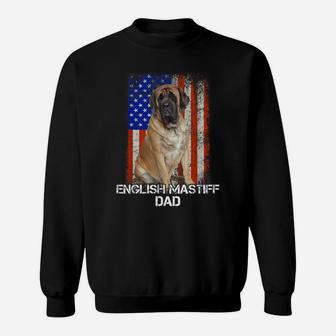English Mastiff Dog Dad Father Day American Flag Sweatshirt | Crazezy