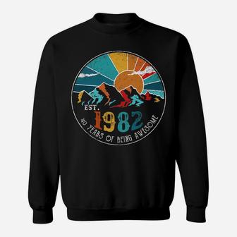 Est 1982 40 Year Of Being Awesome Vintage 40Th Birthday Sweatshirt | Crazezy