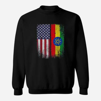 Ethiopian American Flag Ethiopia African Heritage Countries Sweatshirt | Crazezy DE