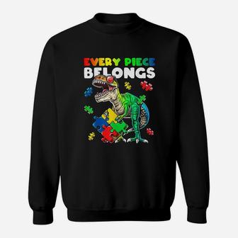 Every Piece Belongs Dinosaur Autism Awareness Puzzle Gift Sweatshirt | Crazezy UK