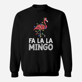 Fa La La Mingo Flamingo Christmas Tree Lights Tropical Xmas Sweatshirt | Crazezy