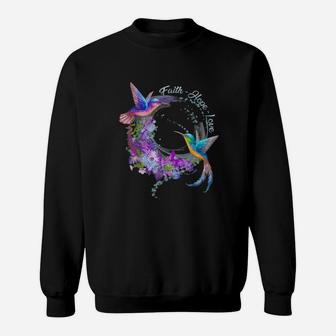 Faith Hope Love Hummingbird Colorful Gift Animal Sweatshirt - Seseable