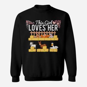 Farm Girl Who Loves Her Farm Animals Goat Chicken Horse Sweatshirt | Crazezy