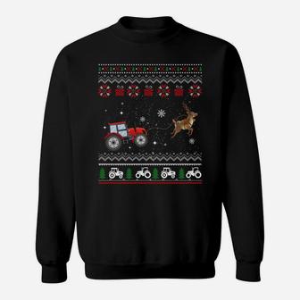 Farm Tractor Reindeer Fun Ugly Christmas Farmer Winter Xmas Sweatshirt Sweatshirt | Crazezy DE