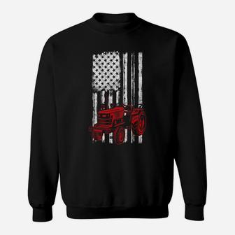 Farmer American Flag Retro Farming Usa Patriotic Tractor Sweatshirt | Crazezy AU