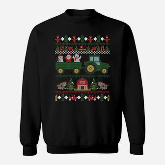 Farmer Ugly Christmas Tractor Farming Holiday Xmas Gift Sweatshirt Sweatshirt | Crazezy UK