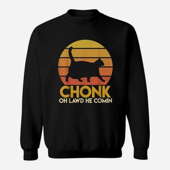 Fat Cats Chonk Oh Lawd He Comin Vintage Retro Sunset Sweatshirt | Crazezy