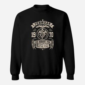 Februar 1970 Legenden Sweatshirt, Schwarzes Geburtstags-Design - Seseable