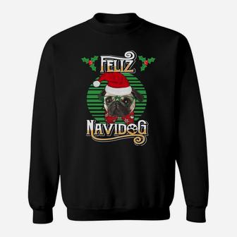 Feliz Navidog Pug Dog Holiday Merry Christmas Graphic Sweatshirt Sweatshirt | Crazezy AU