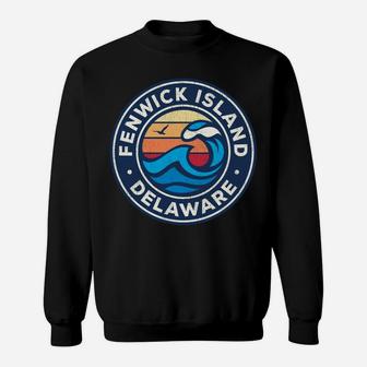 Fenwick Island Delaware De Vintage Nautical Waves Design Sweatshirt | Crazezy UK