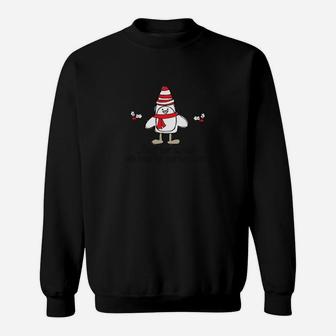 Festliches Pinguin Weihnachts-Sweatshirt Schwarz, Weihnachtspullover-Stil - Seseable