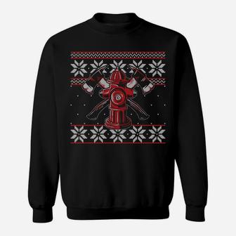 Fire Hydrant Fireman Rescue Ugly Christmas Sweater Style Sweatshirt Sweatshirt | Crazezy