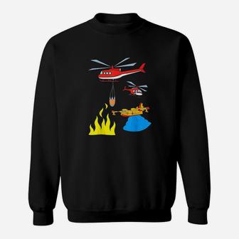 Firefighting Helicopters And Plane Fighting A Fire Sweatshirt | Crazezy UK