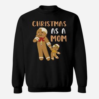 First Christmas As A Mom Future Mother Gingerbread Family Sweatshirt Sweatshirt | Crazezy