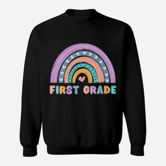 First Grade Boho Rainbow Funny Hello 1St Grade School Sweatshirt | Crazezy