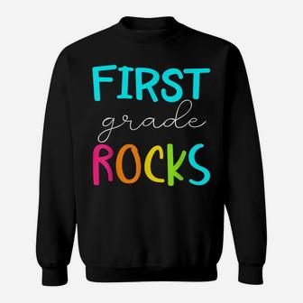 First Grade Rocks Shirt Team 1St Grade Teacher Sweatshirt | Crazezy AU