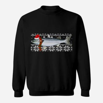 Fish Xmas Santa Hat Mullet Ugly Christmas Sweatshirt Sweatshirt | Crazezy