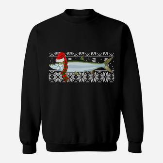 Fish Xmas Santa Hat Tarpon Ugly Christmas Sweatshirt | Crazezy
