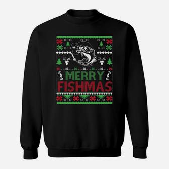 Fishing Ugly Christmas Apparel Bass Fish, Merry Fishmas Sweatshirt Sweatshirt | Crazezy AU