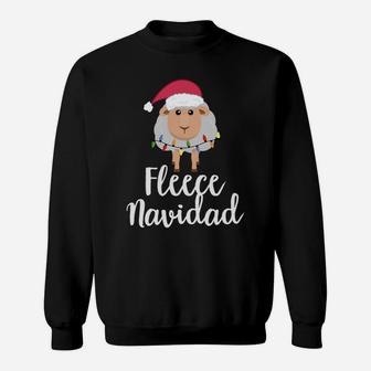 Fleece Navidad Sheep Face Santa Hat Xmas Holiday Pun Gift Sweatshirt Sweatshirt | Crazezy