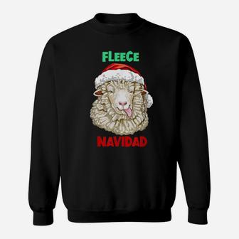 Fleece Navidad Xmas Sheep Shirt With Santa Hat Sweatshirt - Monsterry