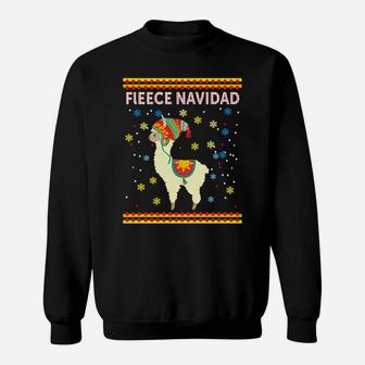 Fleece Navidad Xmas Sweatshirt Cute Lllama Ugly Christmas Sweatshirt | Crazezy
