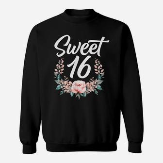 Floral Sweet Sixteen 16Th Birthday Flower Sweet 16 Sweatshirt | Crazezy CA