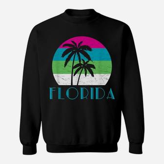 Florida Vacation Vintage Retro Sun And Palm Tree Sweatshirt | Crazezy