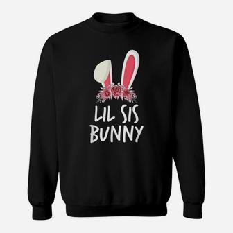 Flower Lil Sis Bunny Ears Easter Matching Outfits Family Sweatshirt | Crazezy
