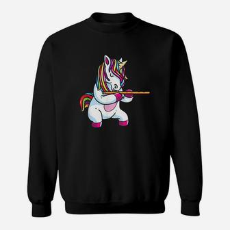 Flute Gift Teen Girls Marching Band Flutist Unicorn Sweatshirt | Crazezy UK