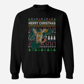 Flying Mallard Duck Merry Christmas Ugly Xmas Design Sweatshirt Sweatshirt | Crazezy UK