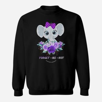 Forget Me Not Alzheimer's Awareness Elephant Flower Sweatshirt | Crazezy
