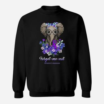 Forget Me Not Alzheimer's Awareness Elephant Flower Sweatshirt | Crazezy CA