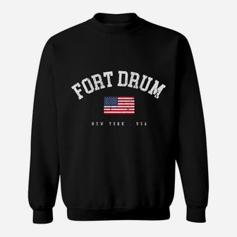 Fort Drum Ny Retro American Flag Usa City Name Sweatshirt Sweatshirt | Crazezy UK