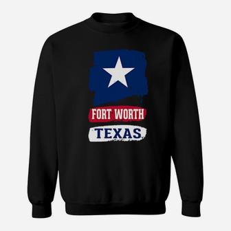 Fort Worth Texas State Flag Cool Distressed Vintage Grunge Sweatshirt - Monsterry AU