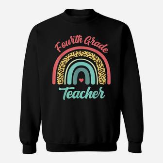 Fourth Grade Teacher Funny Teaching 4Th Leopard Rainbow Fun Sweatshirt | Crazezy UK