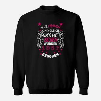 Frauen 1957 Geburtstags Sweatshirt, Schwarzes Damen Tee mit Aufschrift - Seseable