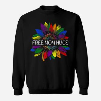 Free Mom Hugs Gay Pride Lgbt Daisy Rainbow Flower Hippie Sweatshirt | Crazezy DE