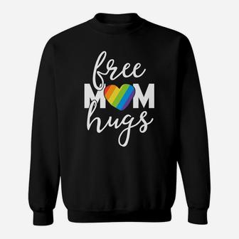 Free Mom Hugs Rainbow Pride March Heart Family Mother Sweatshirt | Crazezy AU
