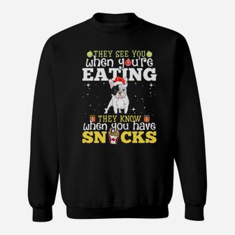 French Bulldog Xmas They See Youre Eating Sweatshirt - Monsterry CA