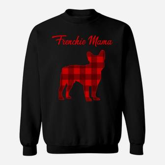 Frenchie Bull Dog Mama Womens Christmas Plaid Gift Sweatshirt Sweatshirt | Crazezy UK